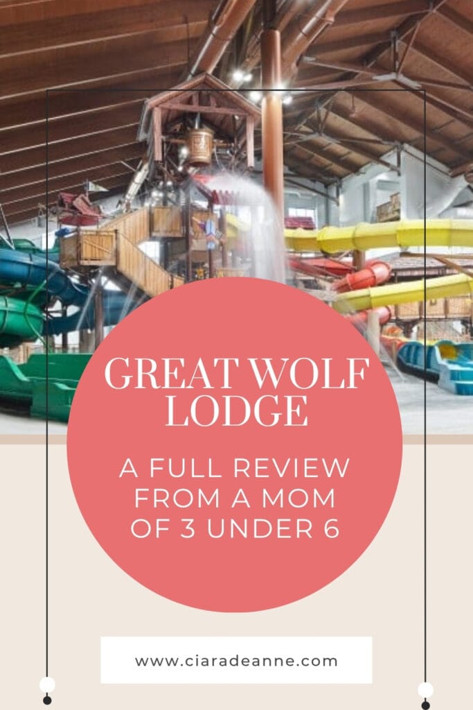 Pinterest image of the Great Wolf Lodge full review from a mom of 3 under 6 